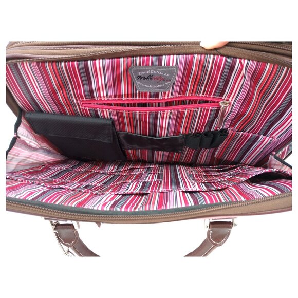 Mobile Edge 16" Scanfast Laptop Messenger Bag Pink Suede Checkpoint Friendly TSA - Picture 3 of 16